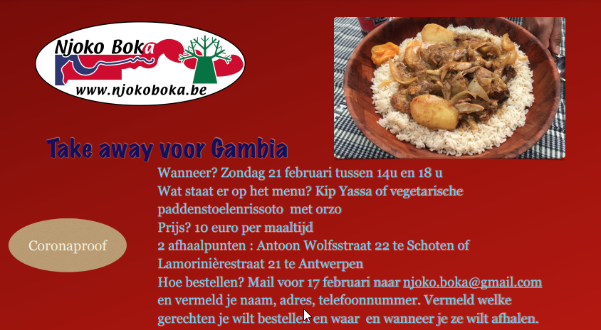 Take away voor Gambia  21 februari 2021